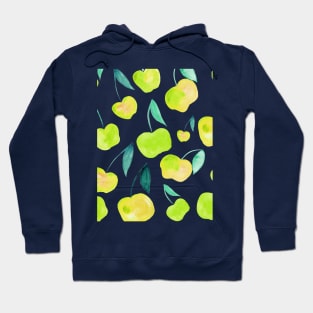 Watercolor cherries - yellow and green Hoodie